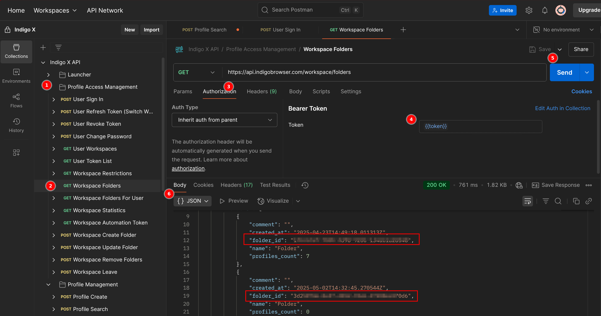 Ответ GET Workspace Folders
